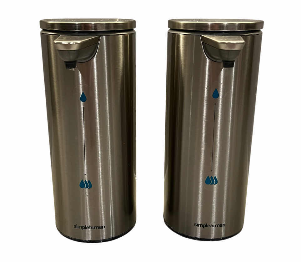Photo 1 of SIMPLE-HUMAN 9OZ BRUSHED NICKEL AUTOMATED SOAP DISPENSER (2) W CHARGER