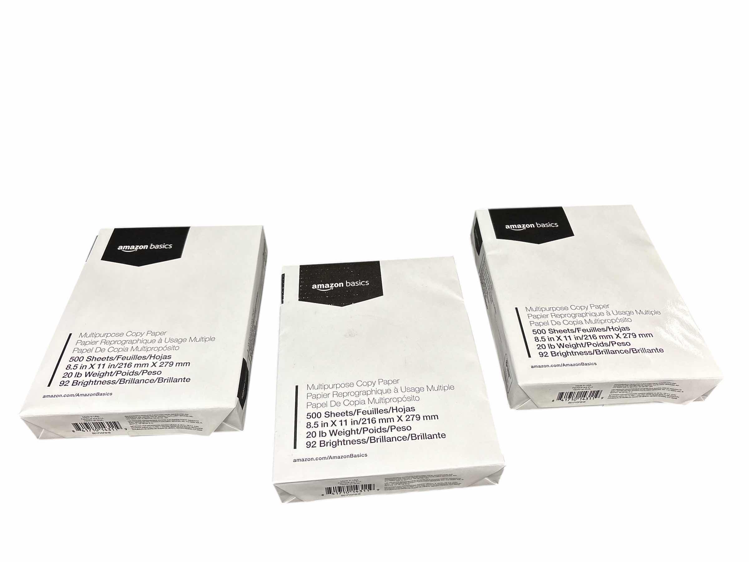 Photo 1 of (3)PCS AMAZON BASICS MULTIPURPOSE COPY PAPER 500 SHEETS