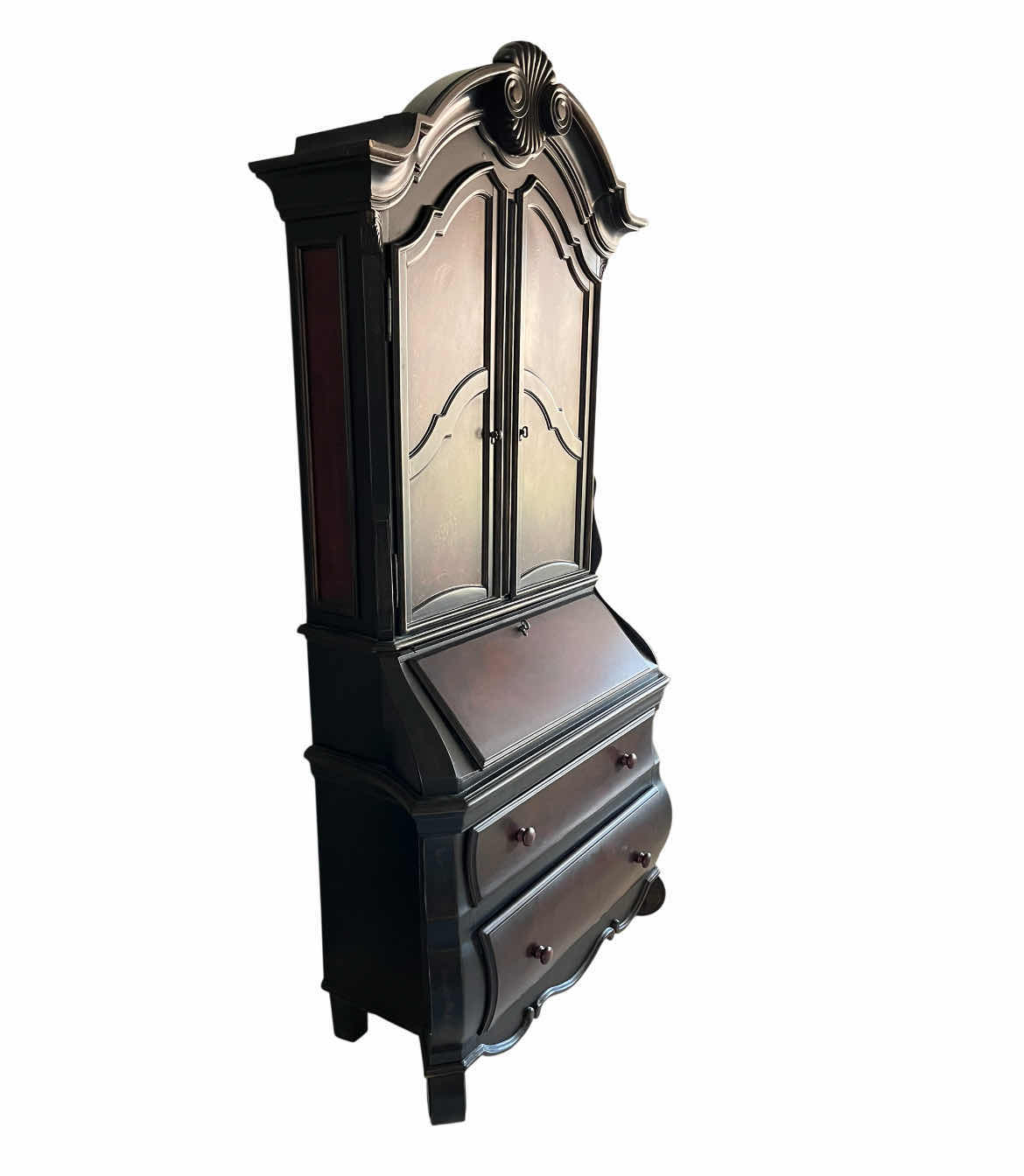 Photo 1 of PULASKI FURNITURE FLORAL PAINTED 2PC SECRETARY DESK CABINET 42” X 19” H85”