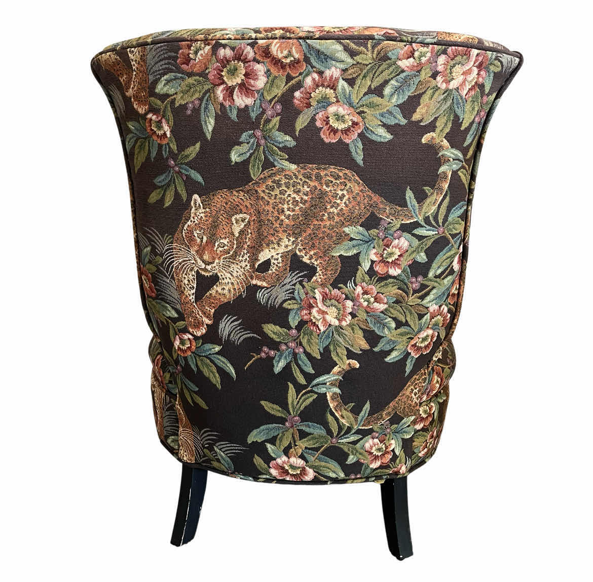 Photo 1 of CHEETAH & FLORAL UPHOLSTERED ARMLESS ACCENT CHAIR 27” X 31” H34”