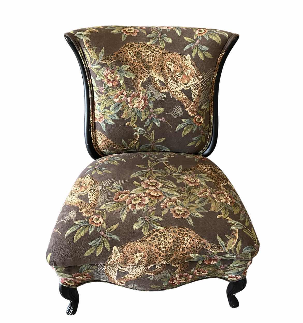 Photo 1 of CHEETAH & FLORAL UPHOLSTERED ARMLESS ACCENT CHAIR 27” X 31” H34”