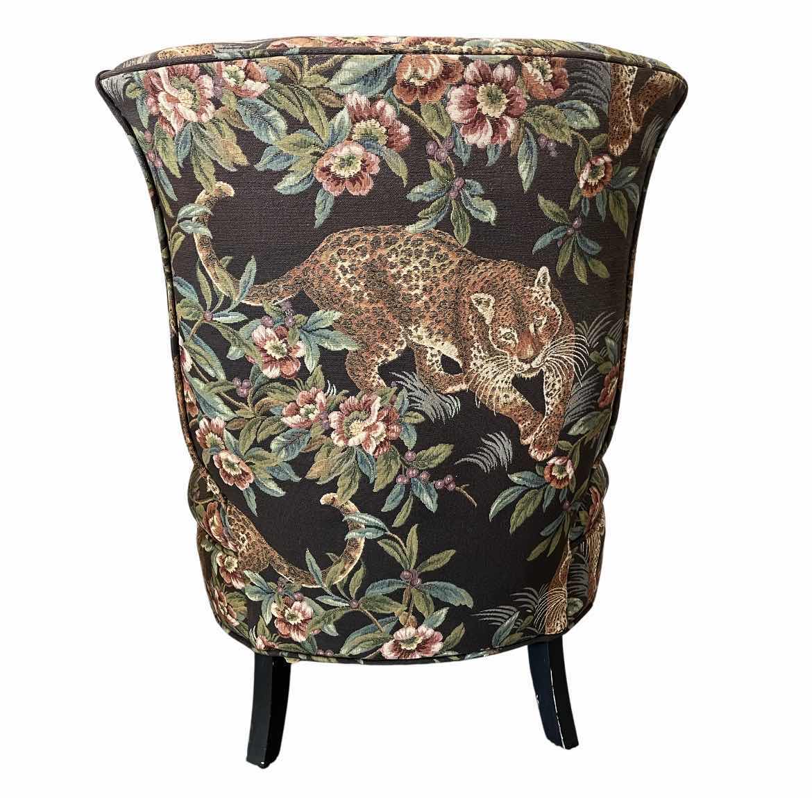 Photo 1 of CHEETAH & FLORAL UPHOLSTERED ARMLESS ACCENT CHAIR 27” X 31” H34”