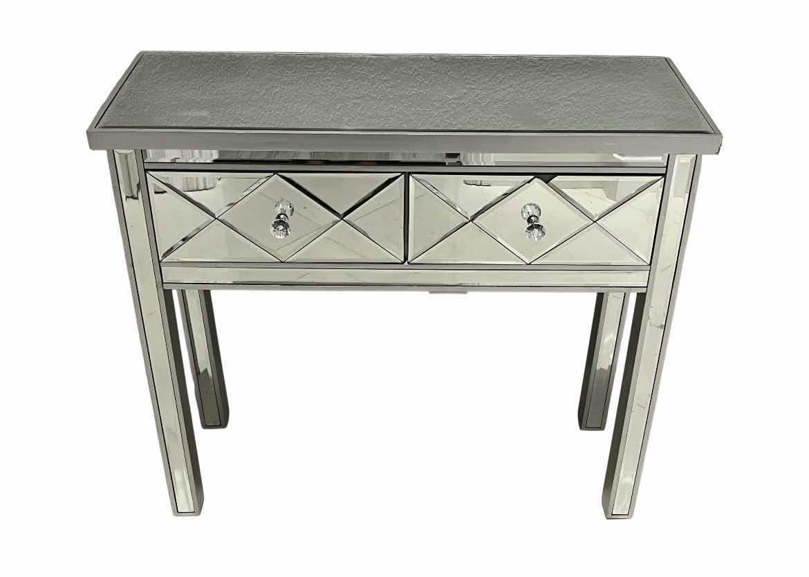 Photo 1 of KIRKLANDS DIAMOND MIRRORED 2 DRAWER CONSOLE TABLE 35.5” X 14” H31.25”
