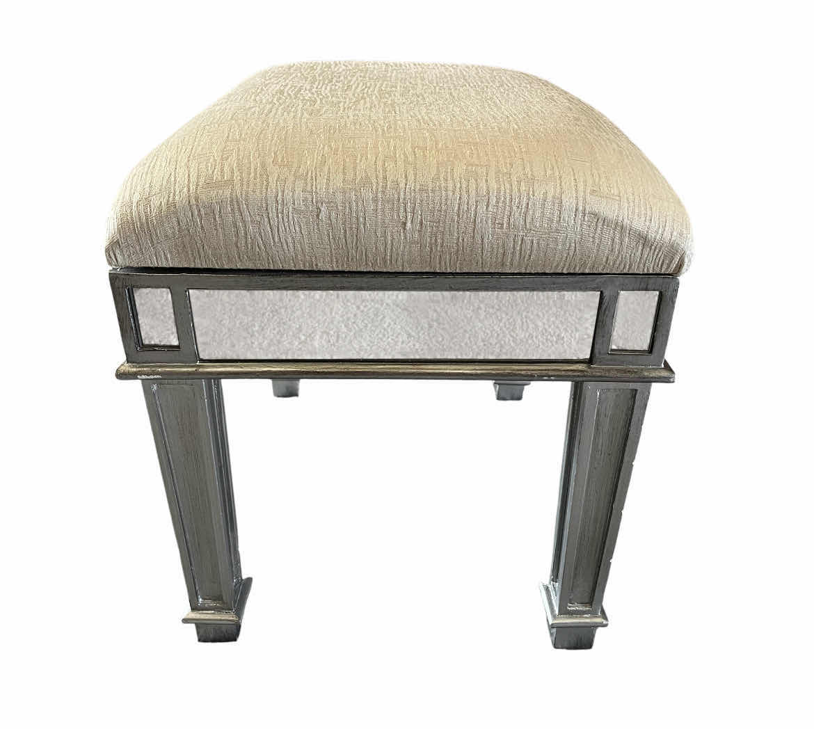 Photo 1 of PIER ONE MIRROR PANELED WOOD STOOL 19” X 15” H17”