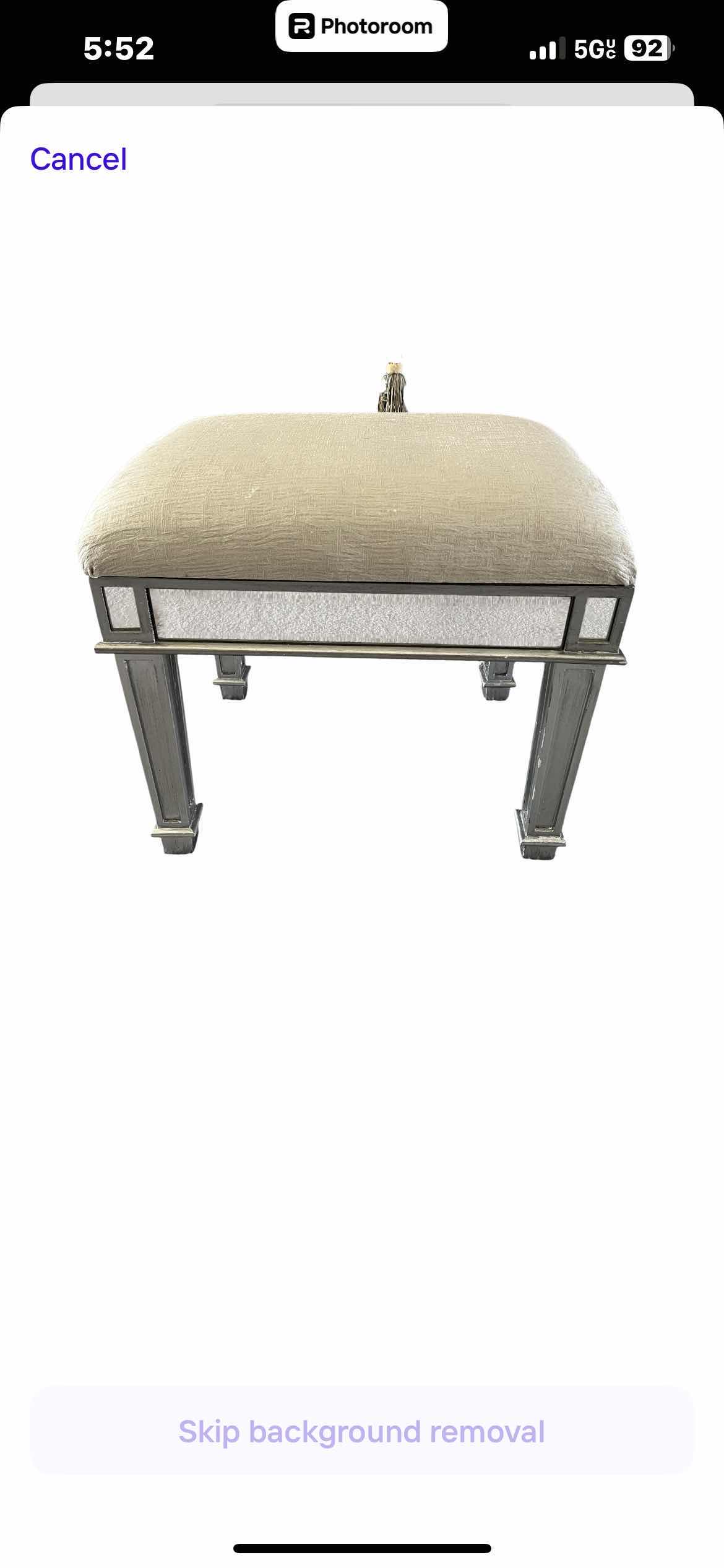 Photo 1 of PIER ONE MIRROR PANELED WOOD STOOL 19” X 15” H17”