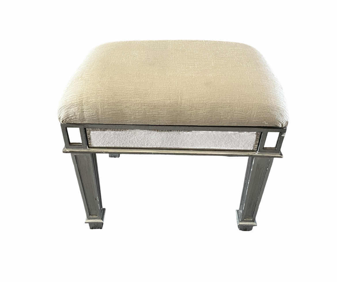 Photo 1 of PIER ONE MIRROR PANELED WOOD STOOL 19” X 15” H17”