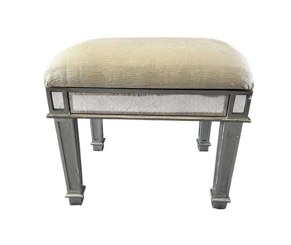 Photo 1 of PIER ONE MIRROR PANELED WOOD STOOL 19” X 15” H17”