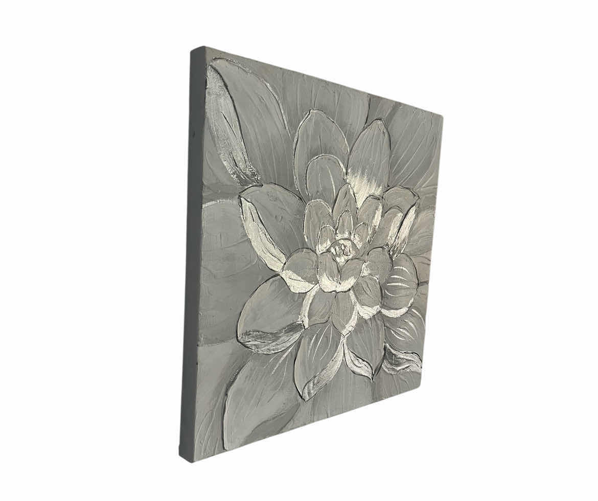 Photo 1 of METALLIC ACCENTED FLOWER CANVAS ARTWORK 24” X 24”