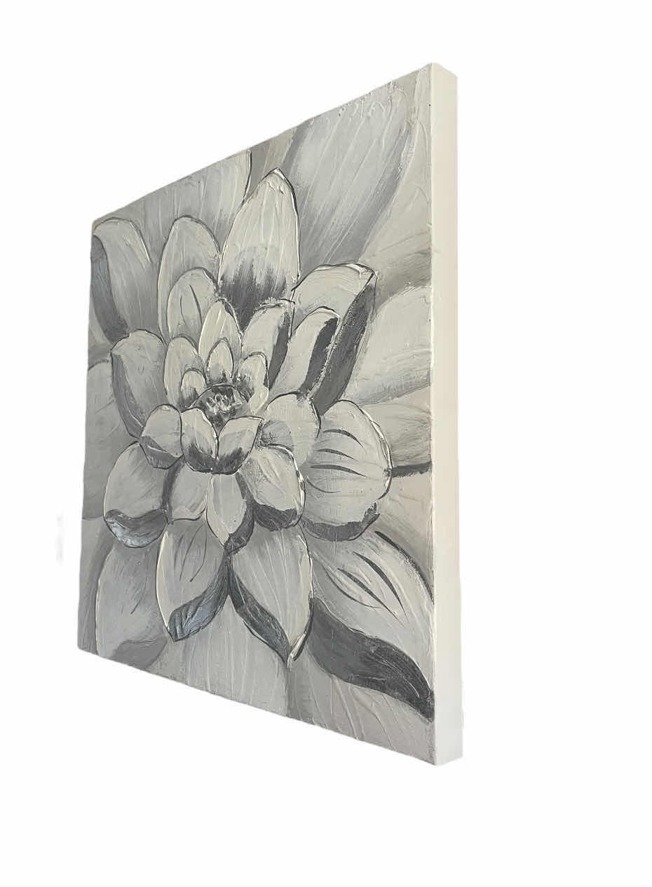 Photo 1 of METALLIC ACCENTED FLOWER CANVAS ARTWORK 24” X 24”