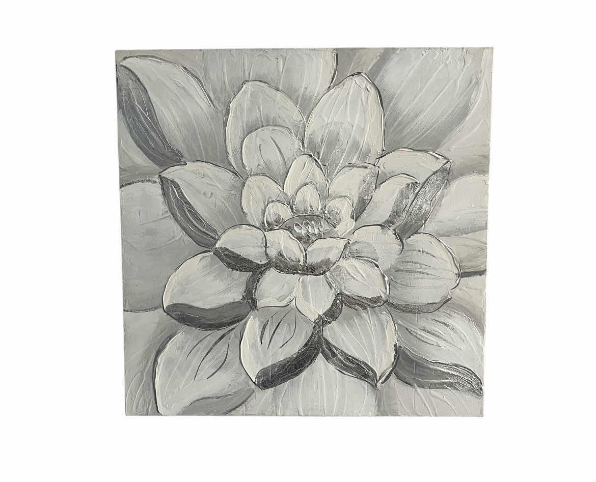 Photo 1 of METALLIC ACCENTED FLOWER CANVAS ARTWORK 24” X 24”