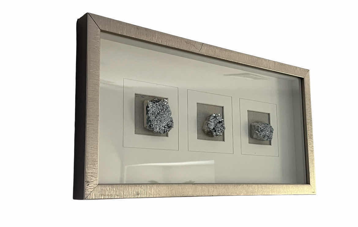 Photo 1 of METALLIC CRUSTED QUARTZ ROCK  SHADOW BOX WALL ART 24” X 2” H12”