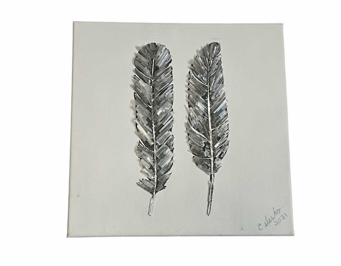 Photo 1 of 3D FEATHERS SIGNED BY CELESTO 2021 CANVAS ARTWORK 12” X 12”
