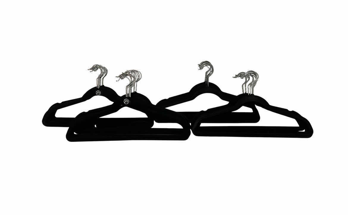 Photo 1 of JOY MANGANO & CLOSET COMPLETE BLACK POLYESTER COATED HUGGABLE CLOTHES HANGERS (50)