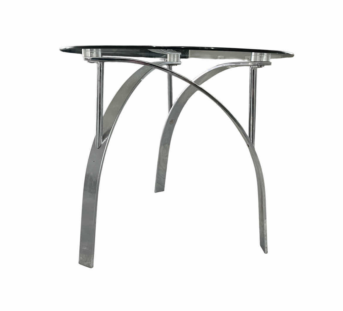 Photo 1 of CHRISTOPHER KNIGHT MARIN ROUND GLASS CHROME END TABLE 26” X 24”