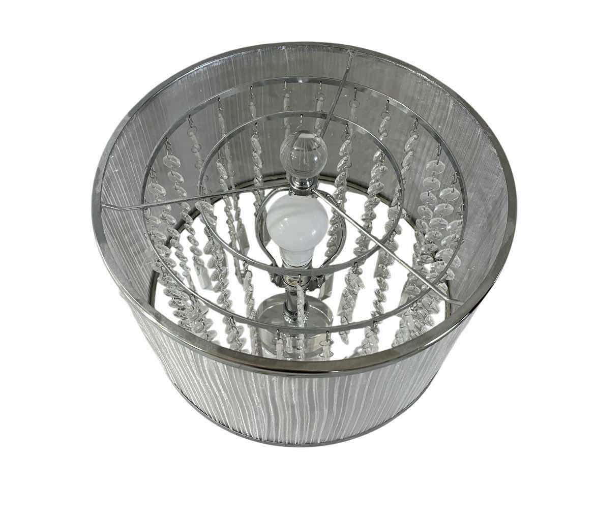 Photo 1 of CRYSTAL GLASS & CHROME TABLE LAMP 14” X 30”