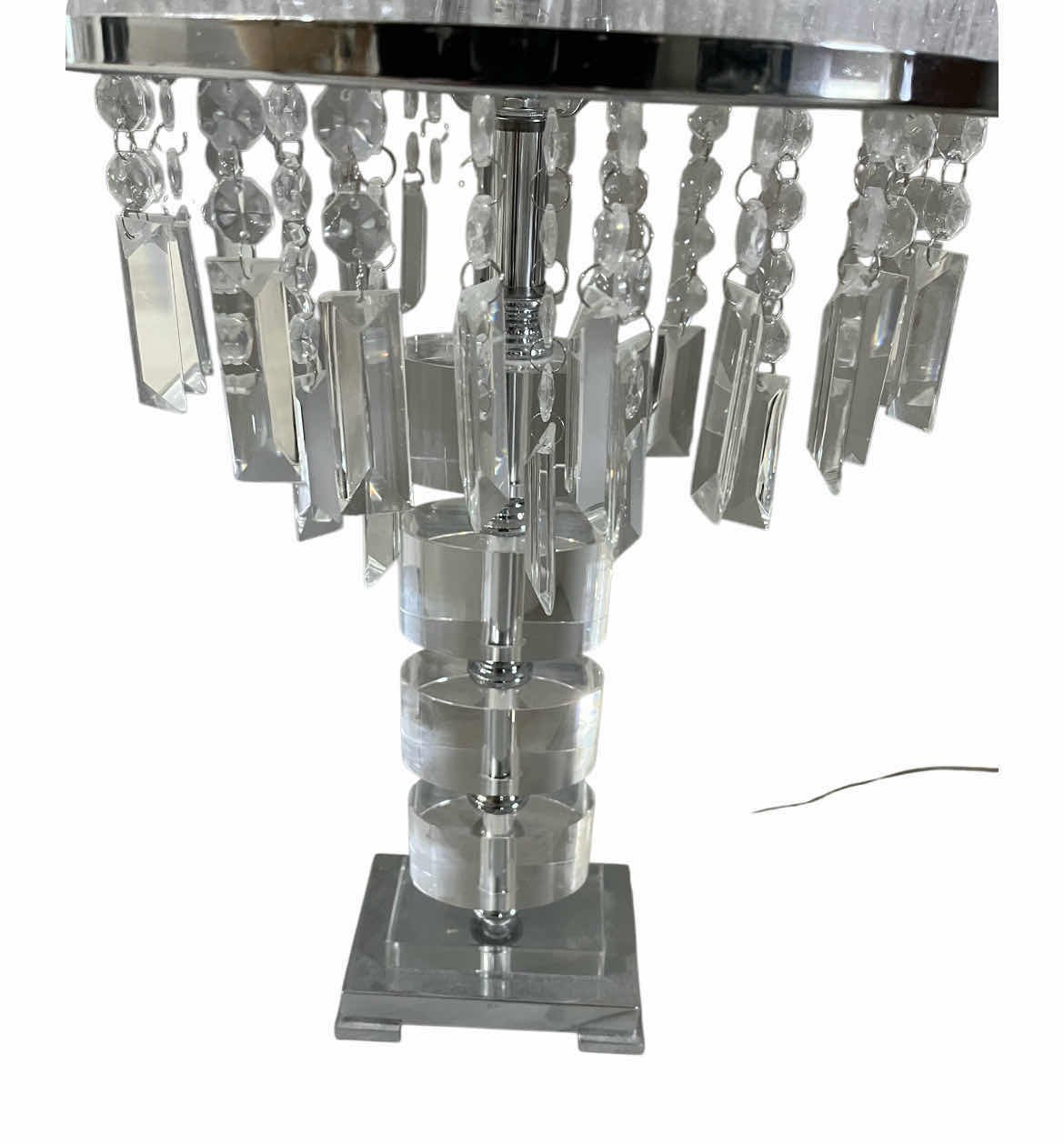 Photo 1 of CRYSTAL GLASS & CHROME TABLE LAMP 14” X 30”