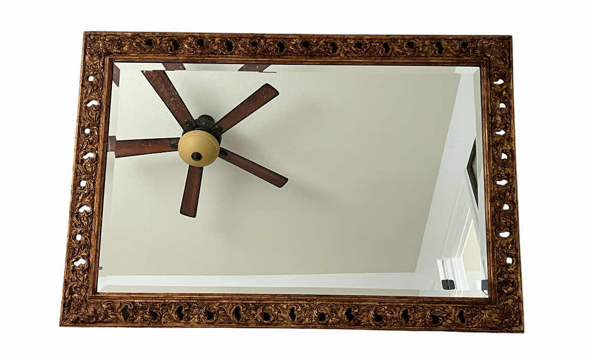 Photo 1 of ANTIQUE AGED GOLD FINISH WOOD FRAMED MIRROR 56” X 38”