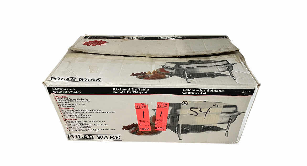 Photo 1 of POLAR WARE CONTINENTAL WELDED CHAFER FOOD WARMING STATION W BOX 24” X 14” H12”