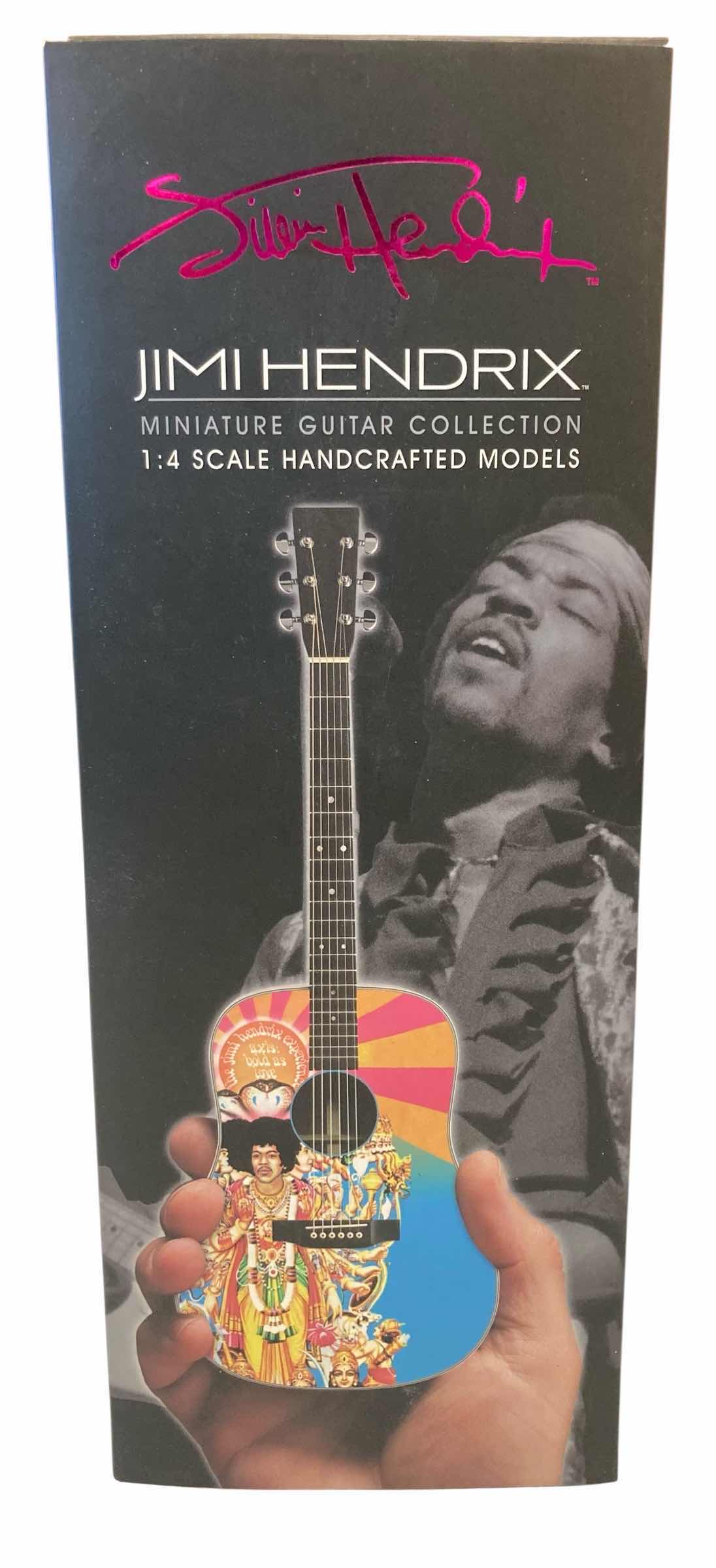 Photo 1 of NEW FENDER BY AXE HEAVEN MINIATURE GUITARS HENDRIX BOLD AS LOVE ACOUSTIC GUITAR W STAND H9.5