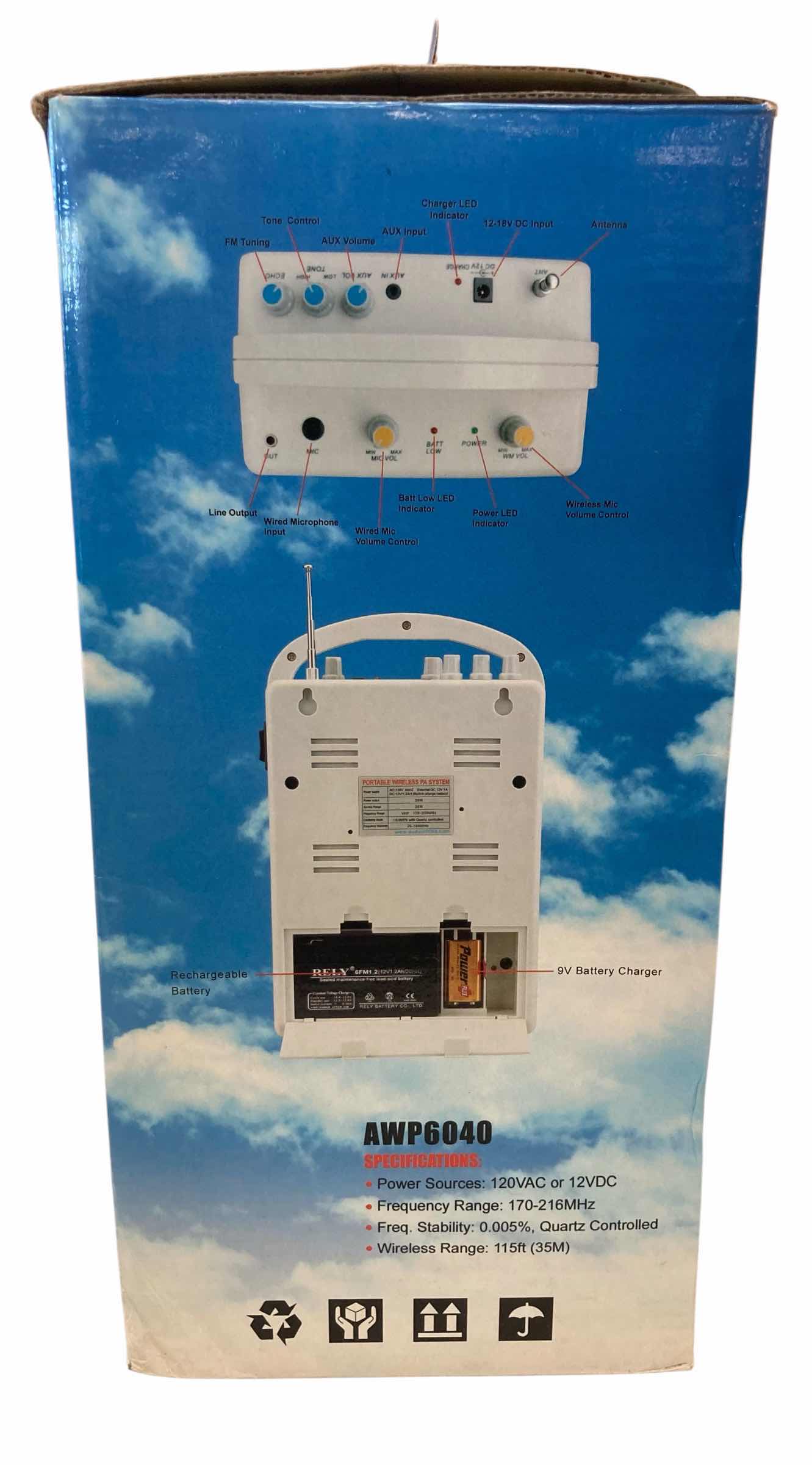 Photo 1 of AUDIO 2000’S RECHARGEABLE PORTABLE WIRELESS SYSTEM MODEL AWP6040