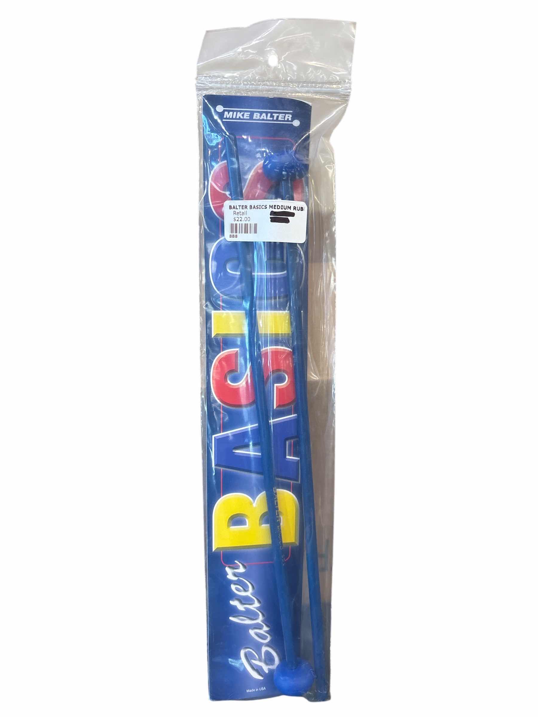 Photo 1 of MIKE BALTER BASICS MALLETS, MEDIUM BLUE RUBBER W BLUE BIRCH HANDLES (BB8)