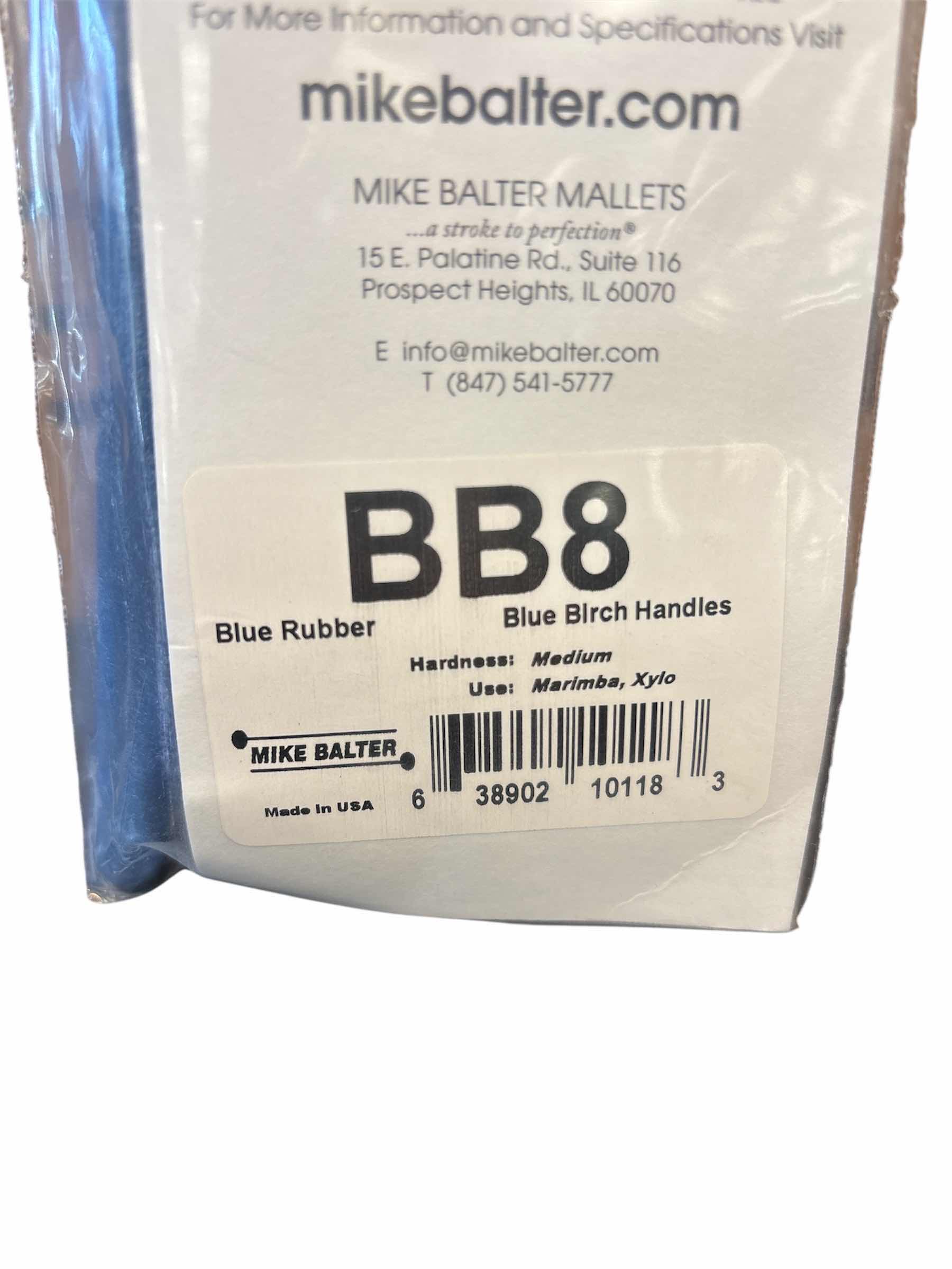 Photo 1 of MIKE BALTER BASICS MALLETS, MEDIUM BLUE RUBBER W BLUE BIRCH HANDLES (BB8)
