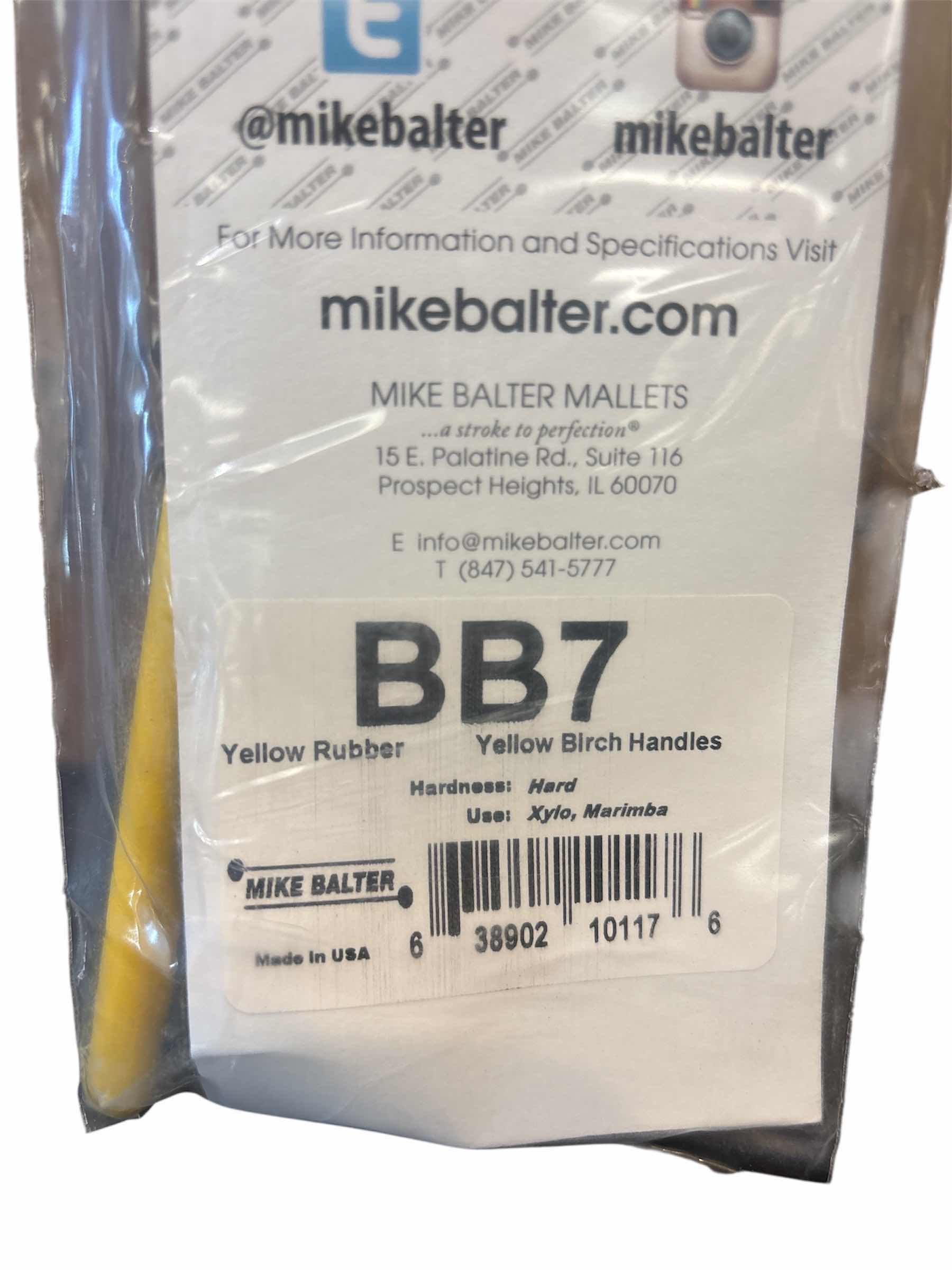 Photo 1 of NEW MIKE BALTER BASICS MALLETS, HARD YELLOW RUBBER W YELLOW BIRCH HANDLES (BB7)
