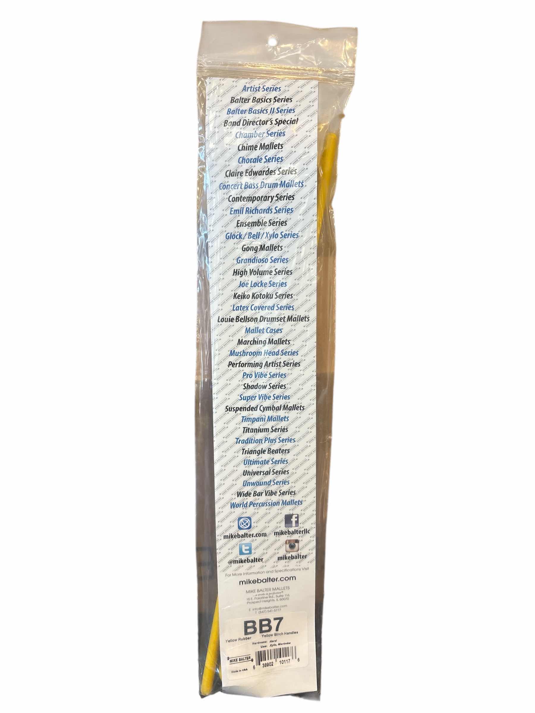 Photo 1 of MIKE BALTER BASICS MALLETS, HARD YELLOW RUBBER W YELLOW BIRCH HANDLES (BB7)