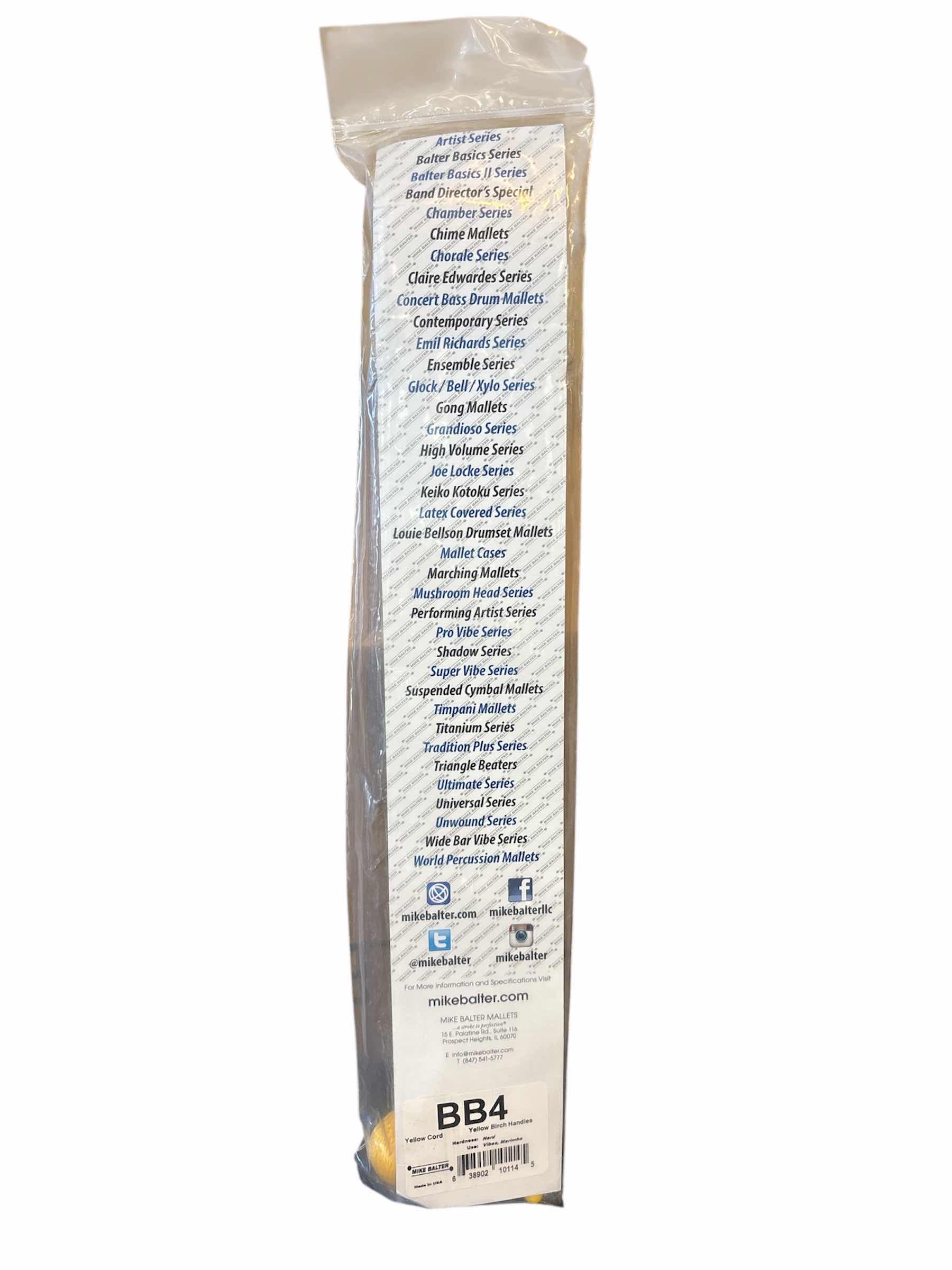 Photo 1 of MIKE BALTER BASICS MALLETS, HARD YELLOW CORD W YELLOW BIRCH HANDLES (BB4)