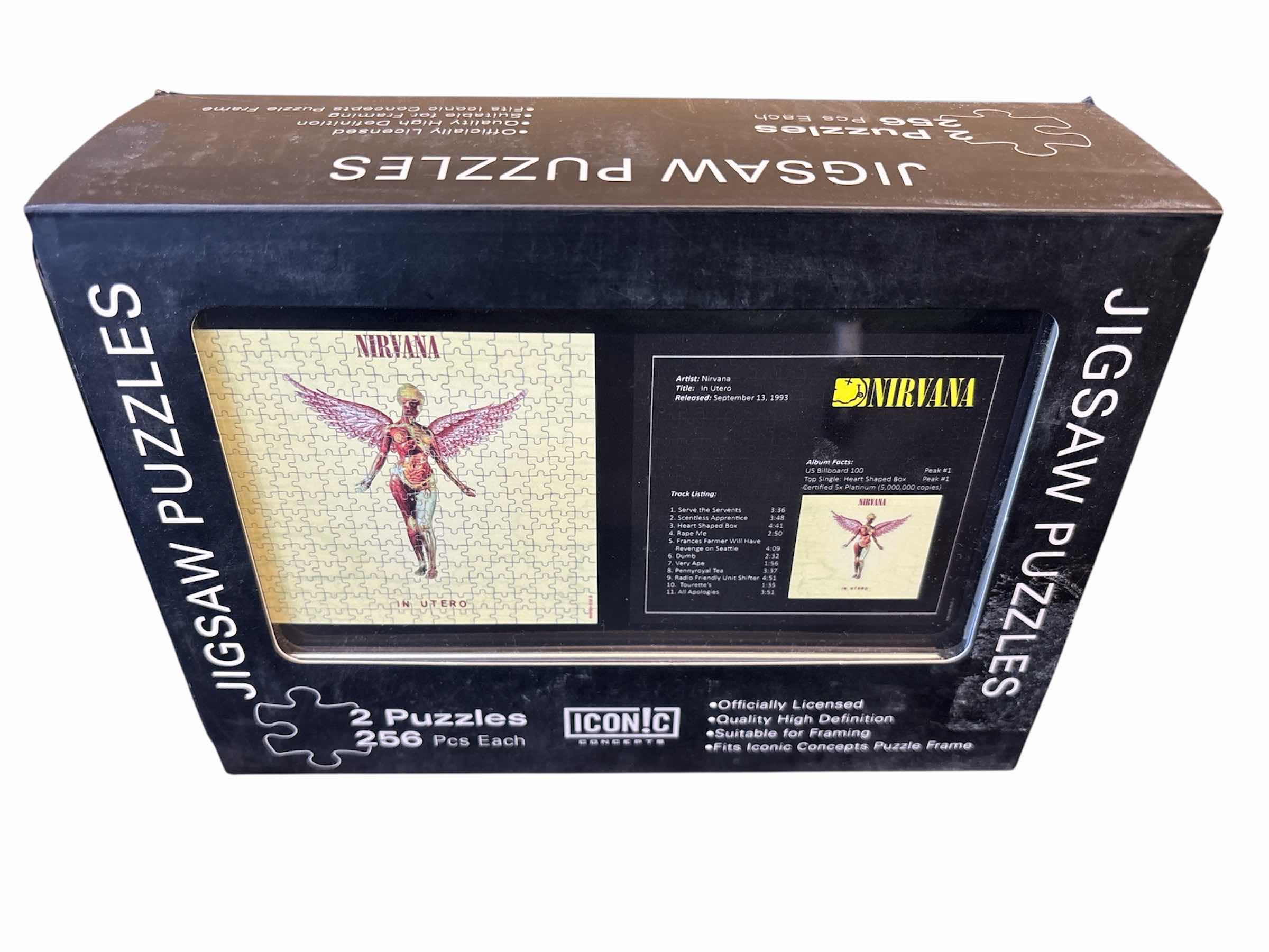 Photo 1 of NEW ICONIC CONCEPTS 2 PUZZLES, 256 PCS EACH- NIRVANA IN UTERO ALBUM COVER & BACK COVER