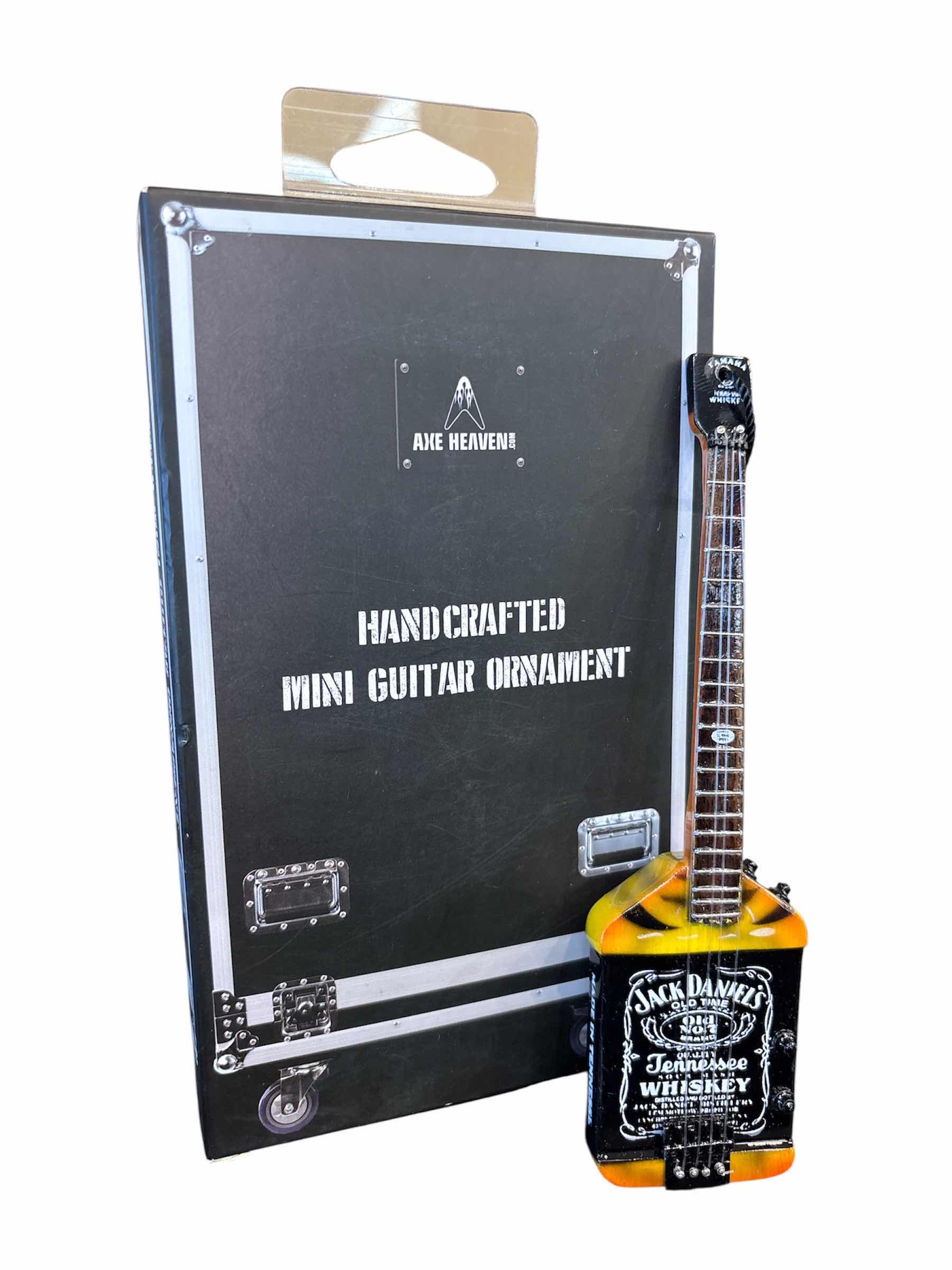 Photo 1 of NEW AXE HEAVEN HANDCRAFTED MINI GUITAR 6” HOLIDAY ORNAMENT, JACK DANIELS BASS GUITAR