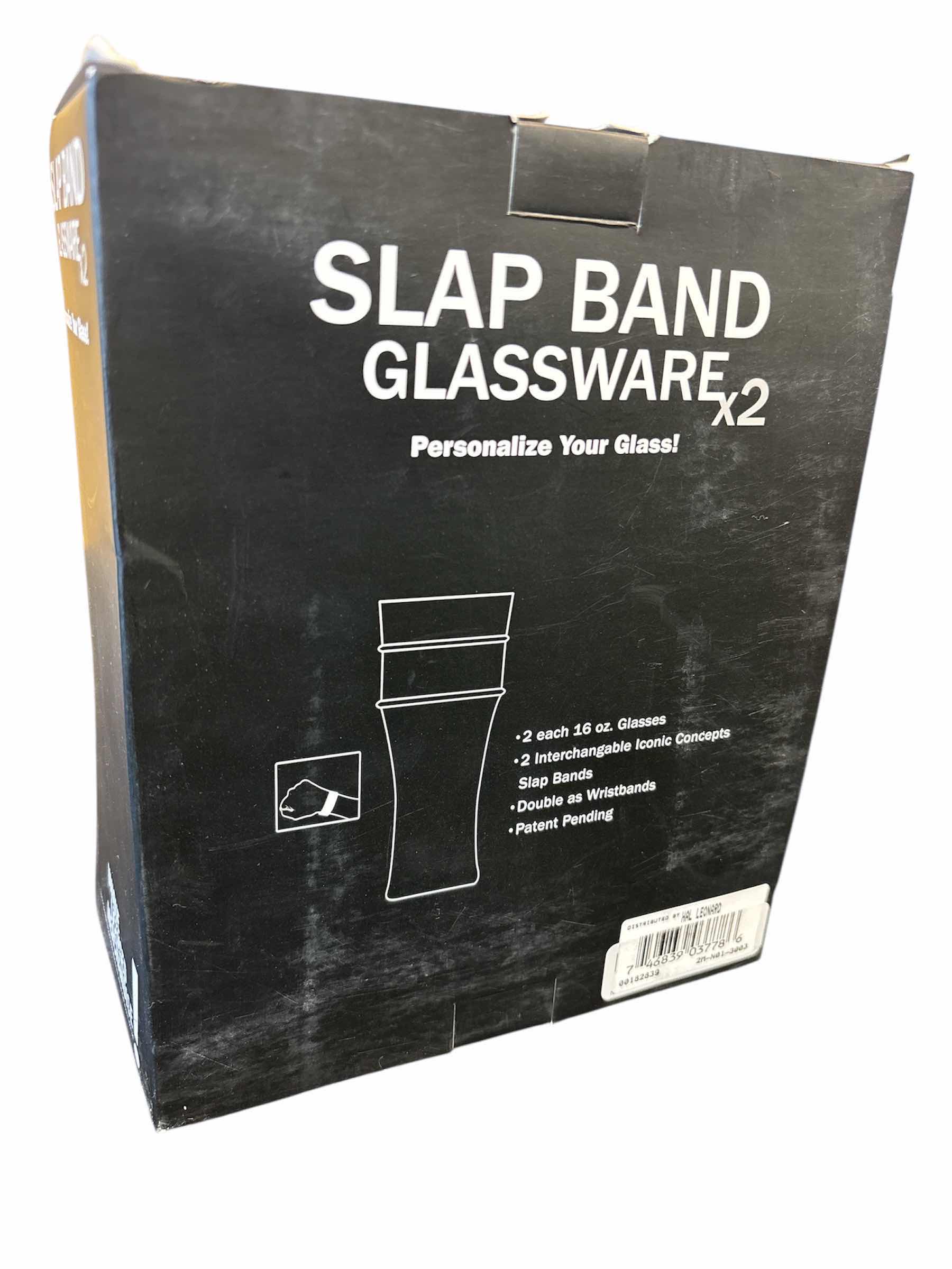 Photo 1 of NEW ICONIC CONCEPTS NIRVANA MULTI-COLOR SLAP BAND GLASSWARE SET OF 2,  TWO 16 OZ GLASSES W 2 INTERCHANGEABLE WRISTBANDS