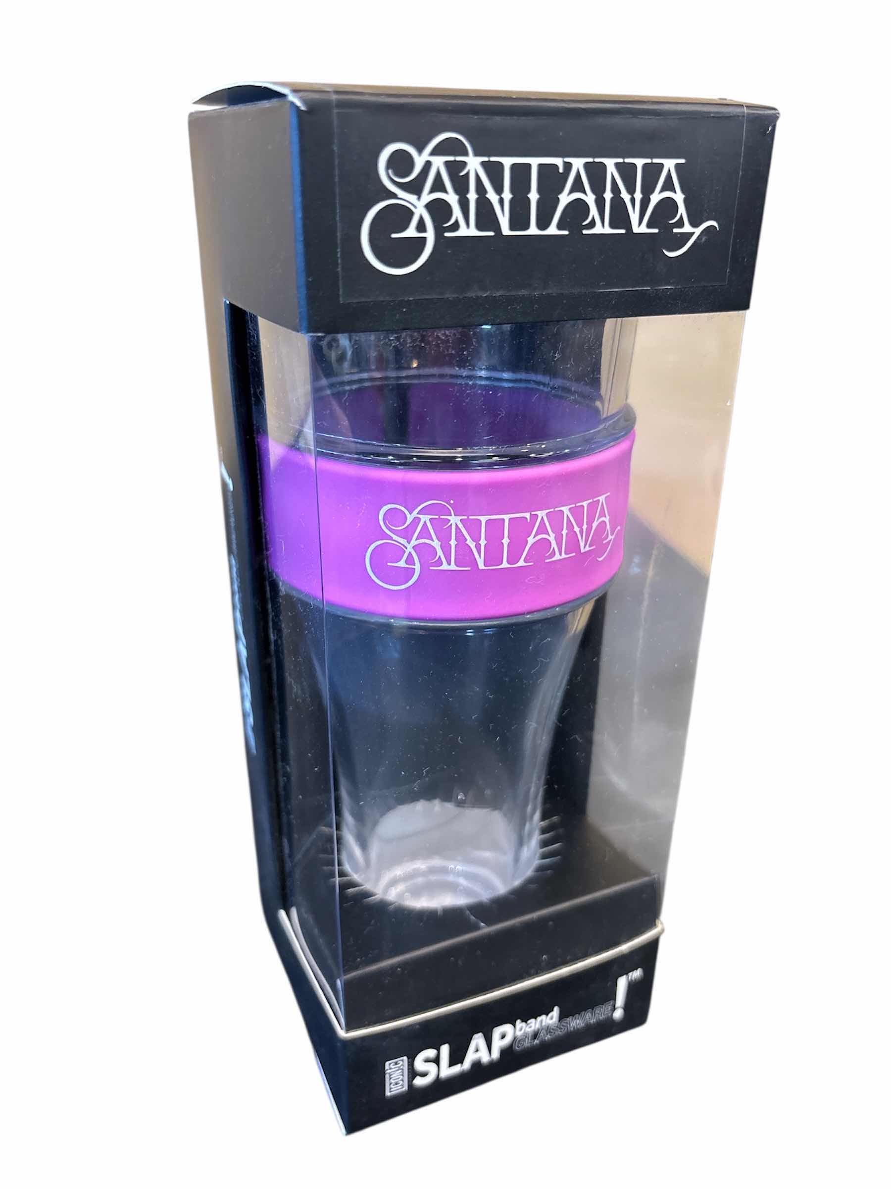 Photo 1 of NEW ICONIC CONCEPTS SANTANA (FUCHSIA/WHITE) 16 OZ GLASS W INTERCHANGEABLE WRISTBAND SLAP BAND