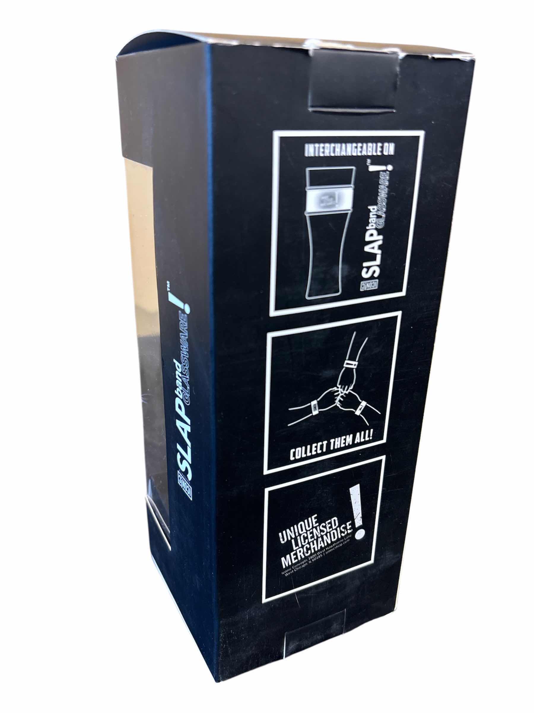 Photo 1 of NEW ICONIC CONCEPTS JIMI HENDRIX (FUCHSIA/YELLOW) 16 OZ GLASS W INTERCHANGEABLE WRISTBAND SLAP BAND