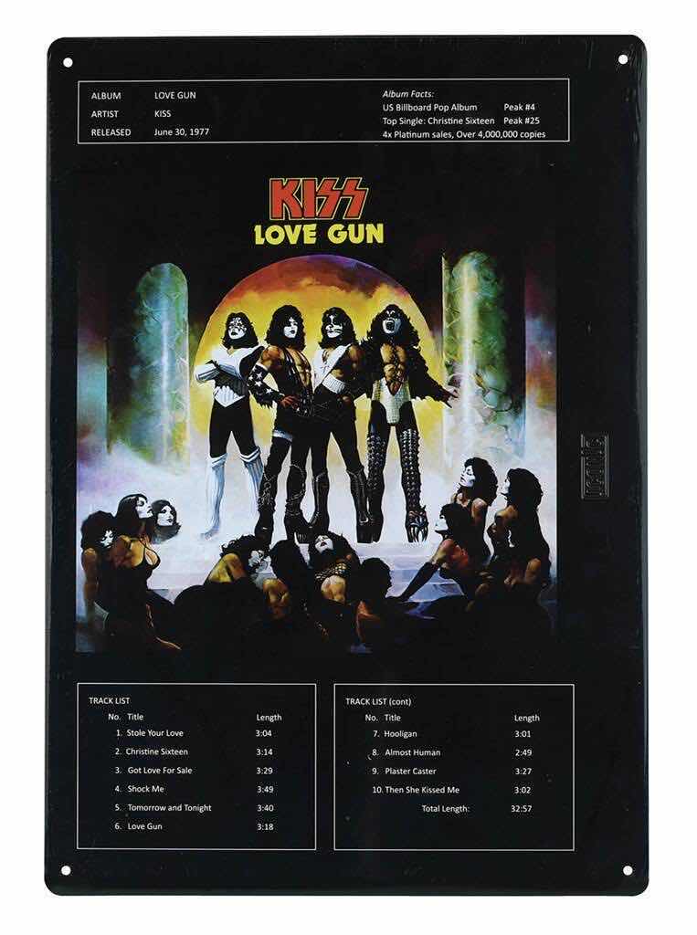 Photo 1 of NEW KISS LOVE GUN TIN SIGN 11” X 15.5”