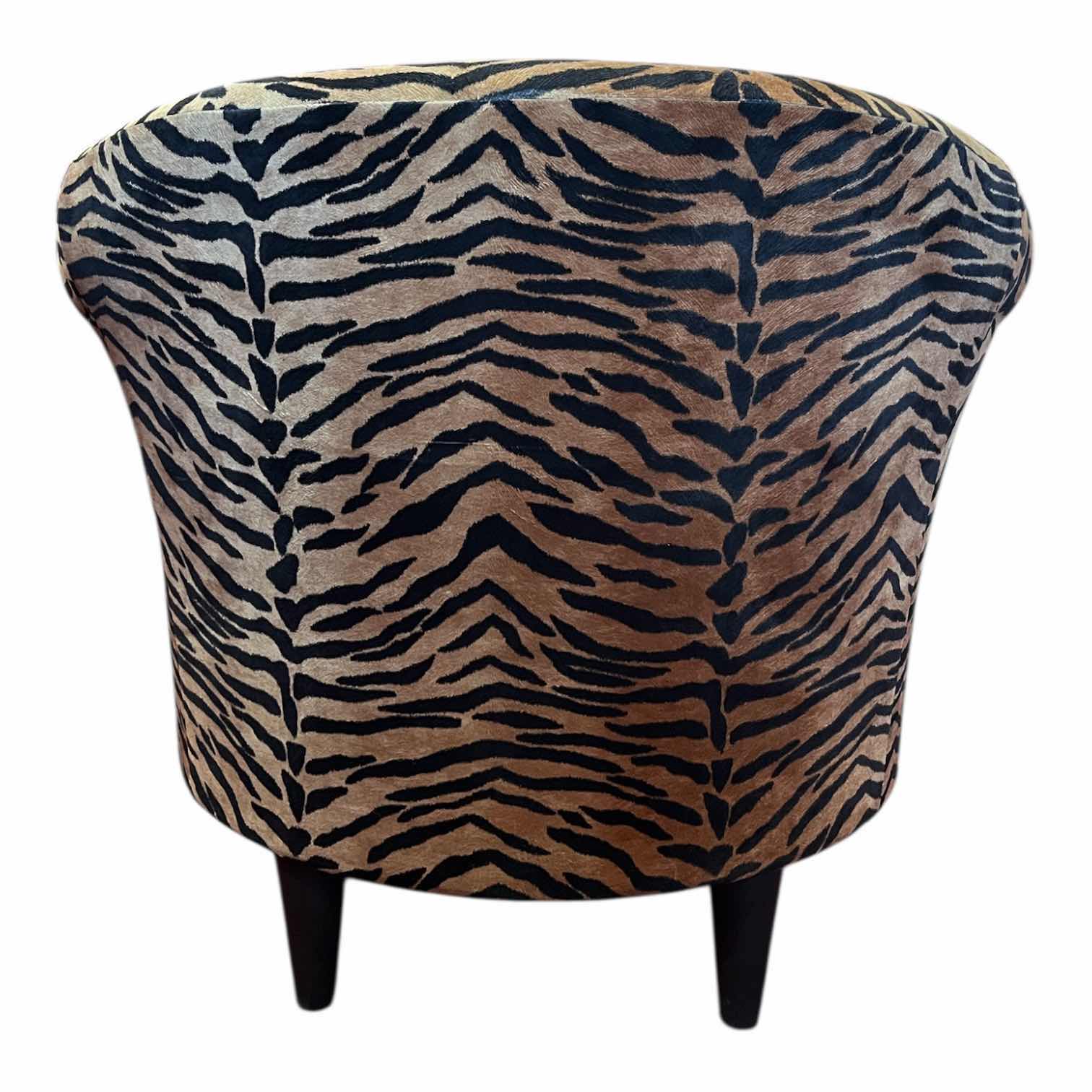 Photo 1 of OVERMAN INTERNATIONAL TIGER PRINT UPHOLSTERED ACCENT CHAIR 33” X 27” H31”