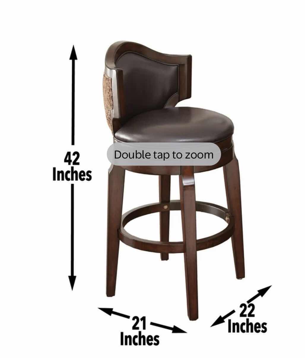 Photo 1 of STEVE SILVER JASPER BROWN LEATHER DARK WALNUT WOOD PAISLEY PRINT BACK BARSTOOL