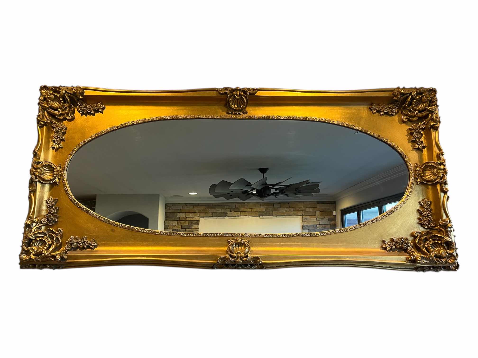 Photo 1 of ANTIQUE BAROQUE STYLE GOLD FINISH WOOD FRAMED MIRROR 79” X 4” H35.5”