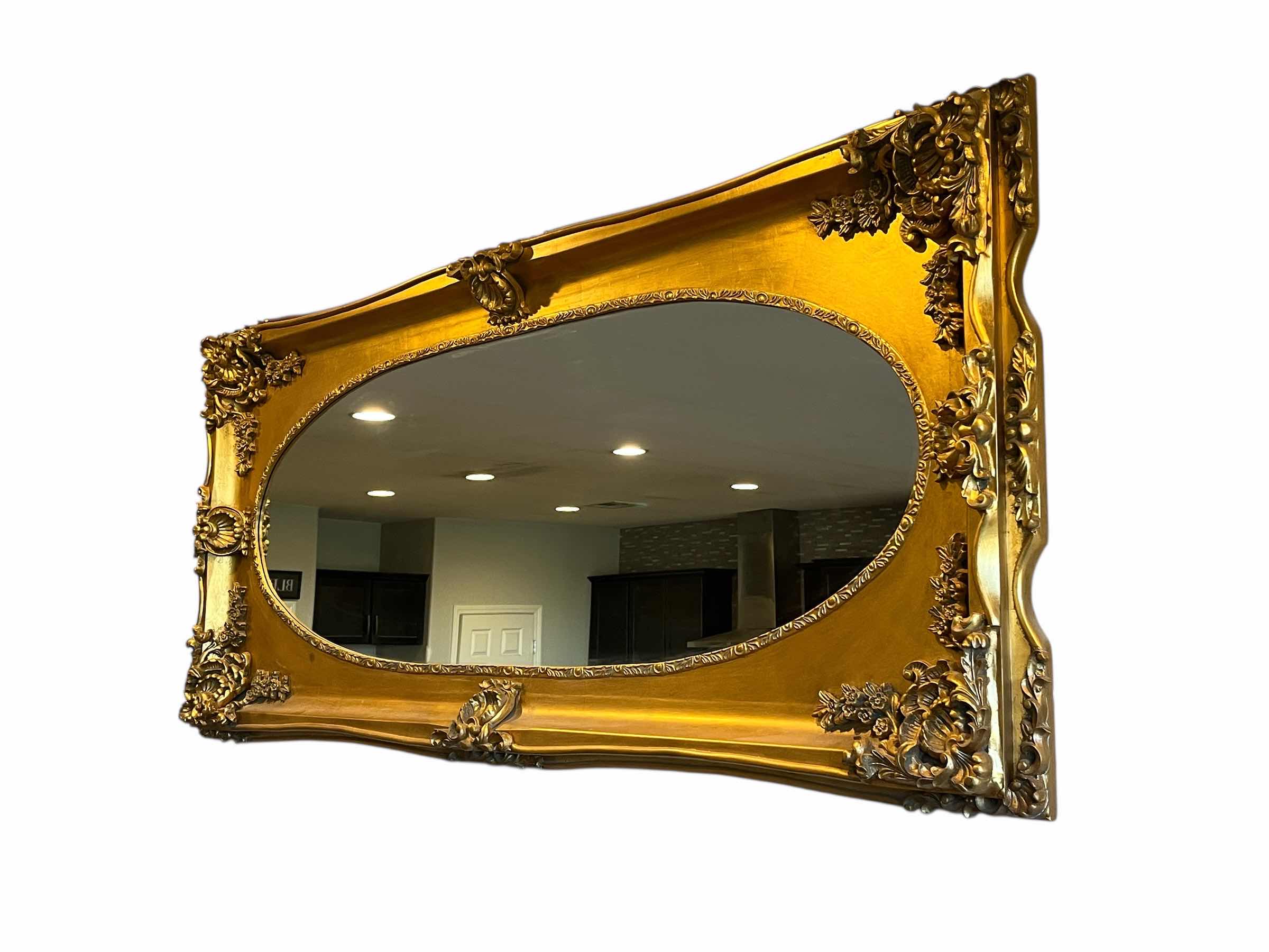 Photo 1 of ANTIQUE BAROQUE STYLE GOLD FINISH WOOD FRAMED MIRROR 79” X 4” H35.5”