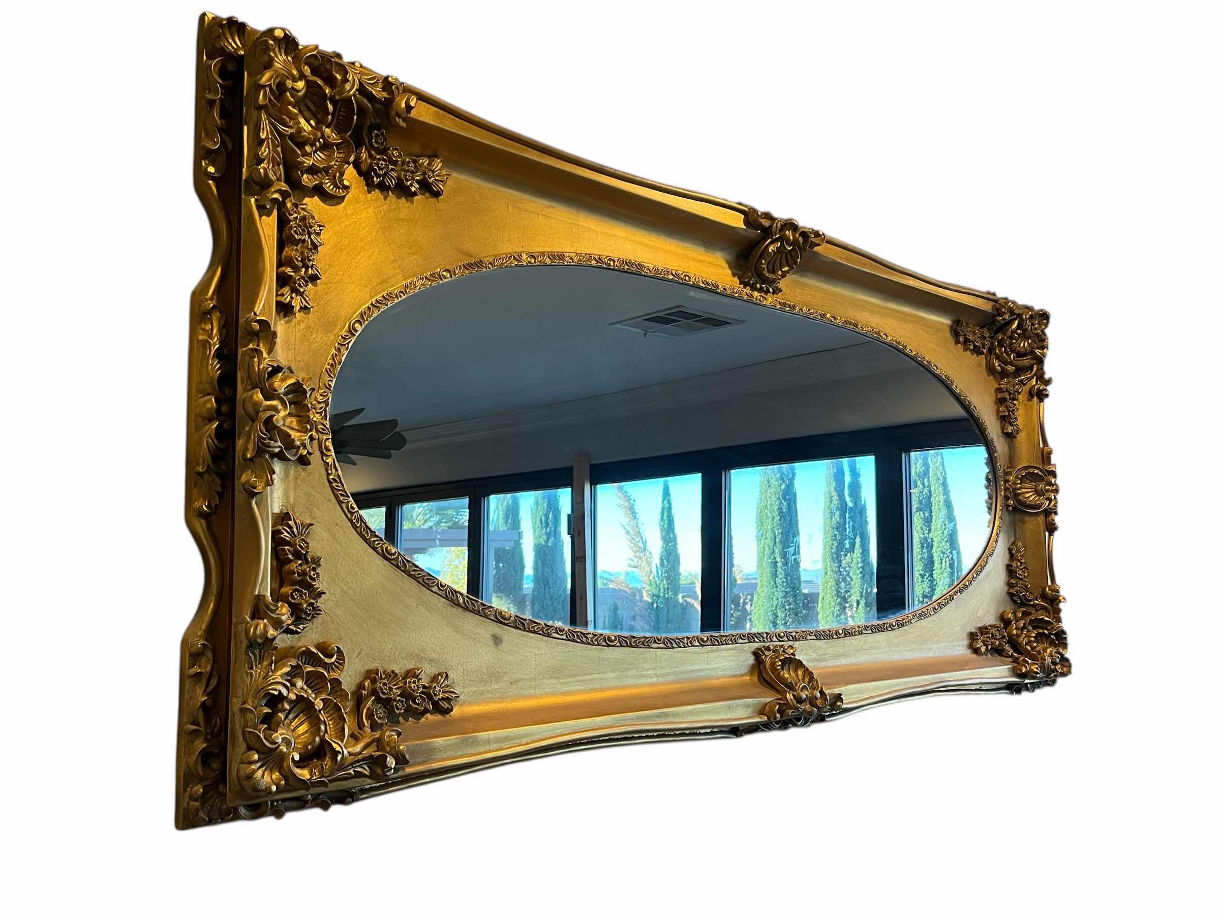 Photo 1 of ANTIQUE BAROQUE STYLE GOLD FINISH WOOD FRAMED MIRROR 79” X 4” H35.5”