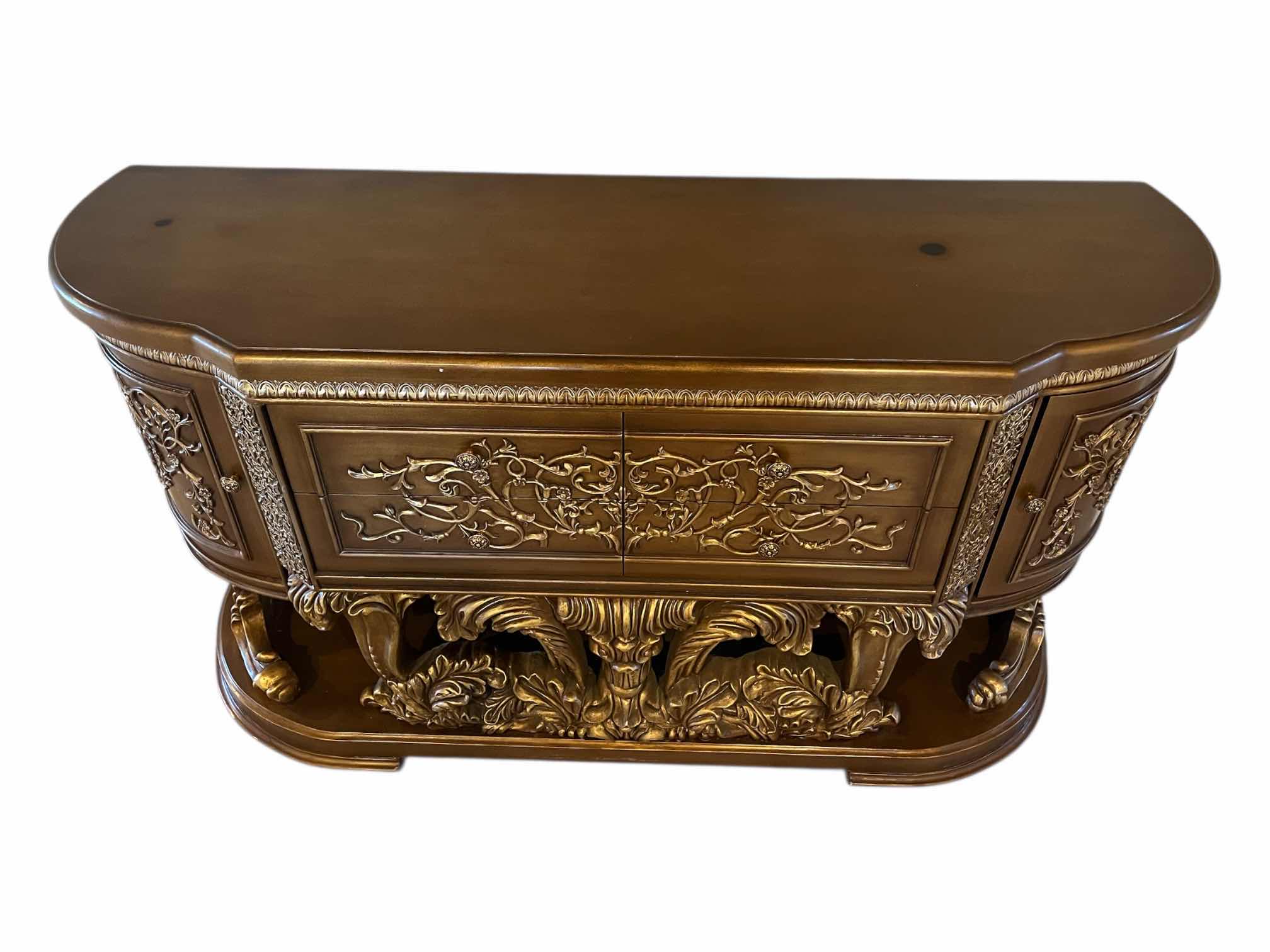 Photo 1 of ACNE FURNITURE CONSTANTINE COLLECTION GOLD ACCENTED FINISH WOOD DRESSER 71.5” X 21” H39.5” (READ NOTES)