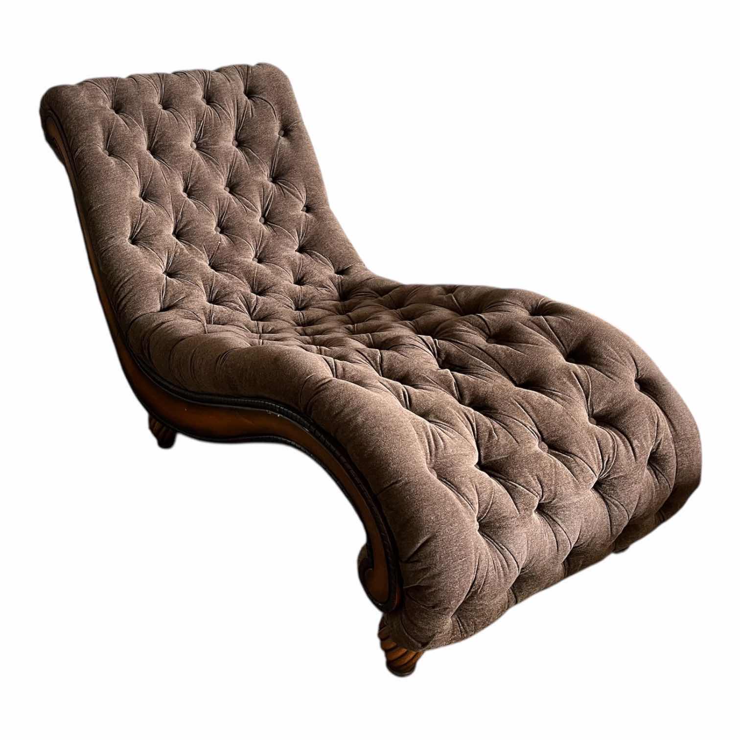 Photo 1 of TUFTED BROWN OVERSIZED CHAISE LOUNGE CHAIR 33” X 75” H43”