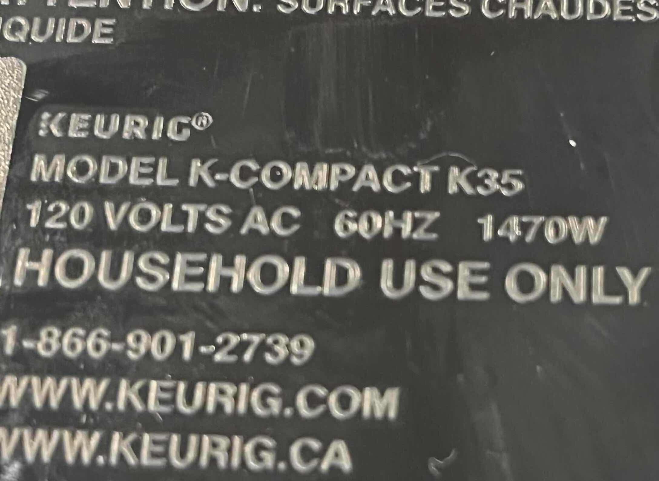 Photo 1 of KEURIG COFFEE MAKER K-COMPACT K35