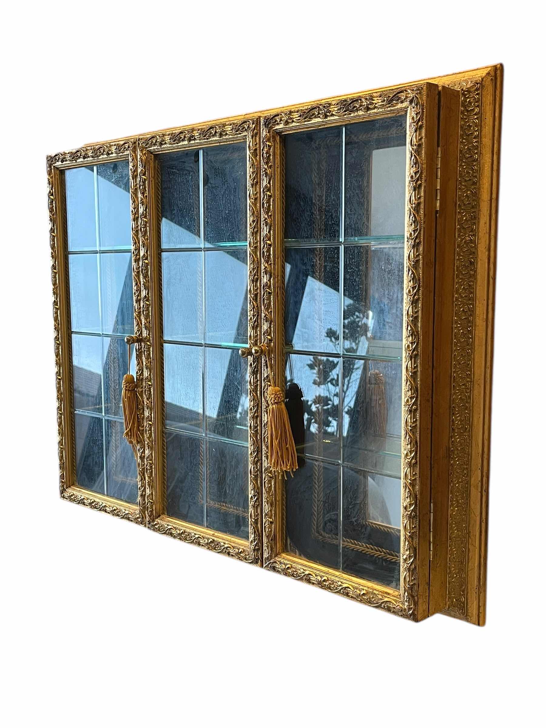 Photo 1 of ANTIQUE GOLD FINISH TRINKET DISPLAY CASE 28” X 4” H23”