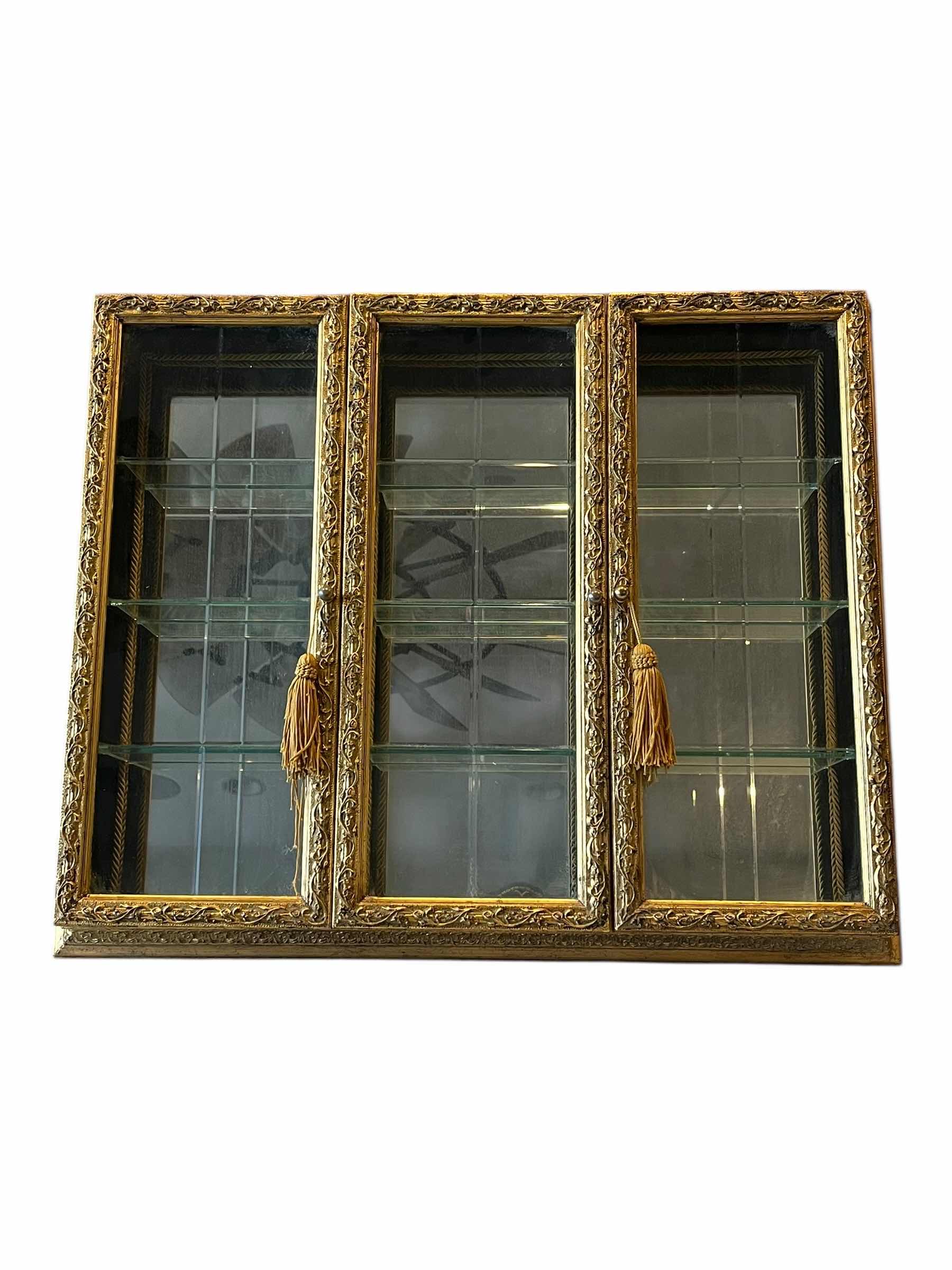 Photo 1 of ANTIQUE GOLD FINISH TRINKET DISPLAY CASE 28” X 4” H23”