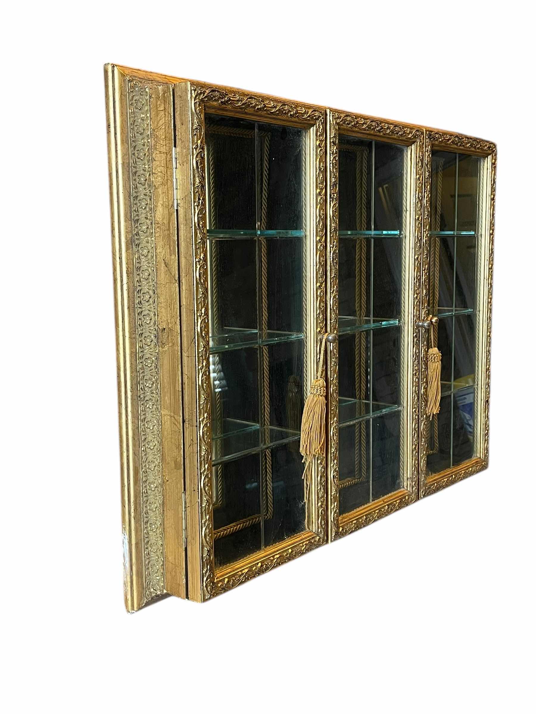 Photo 1 of ANTIQUE GOLD FINISH TRINKET DISPLAY CASE 28” X 4” H23”