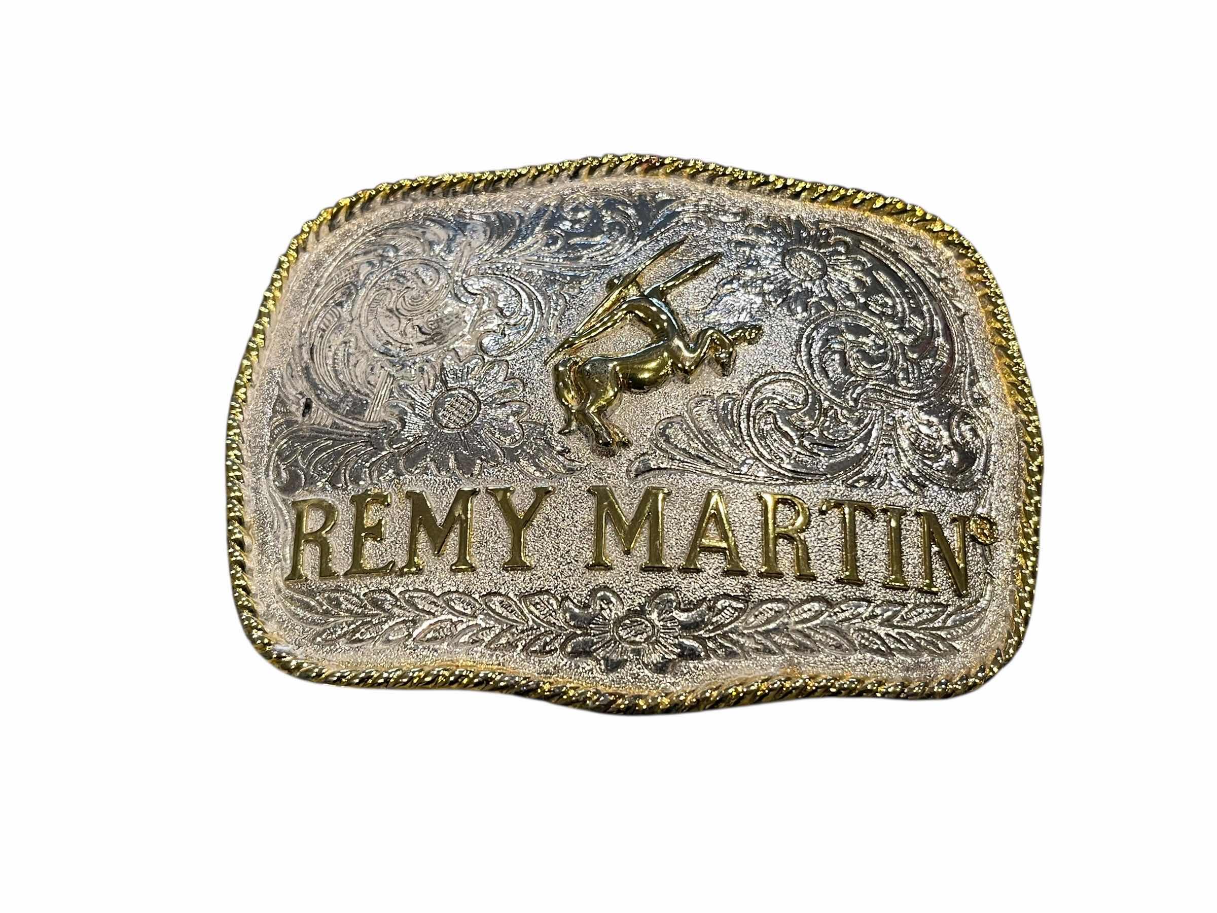 Photo 1 of REMY MARTIN GOLD & SILVER COWBOY BELT BUCKLE