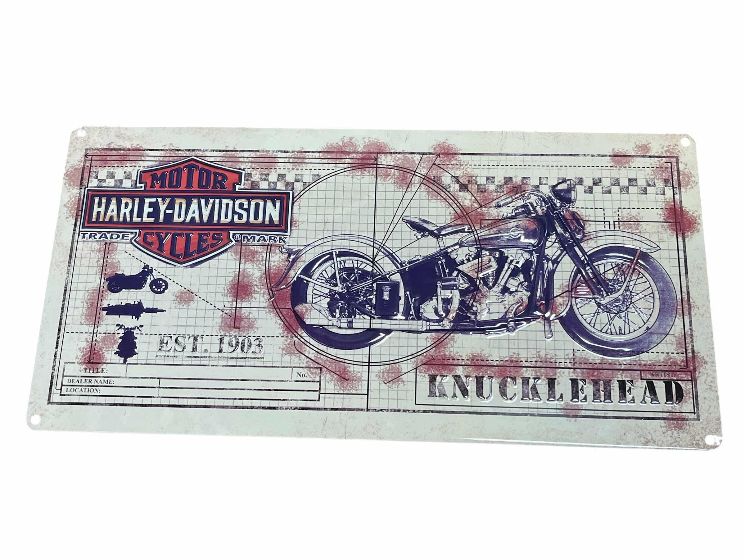 Photo 1 of HARLEY DAVIDSON KNUCKLEHEAD TIN SIGN 20” X 10”