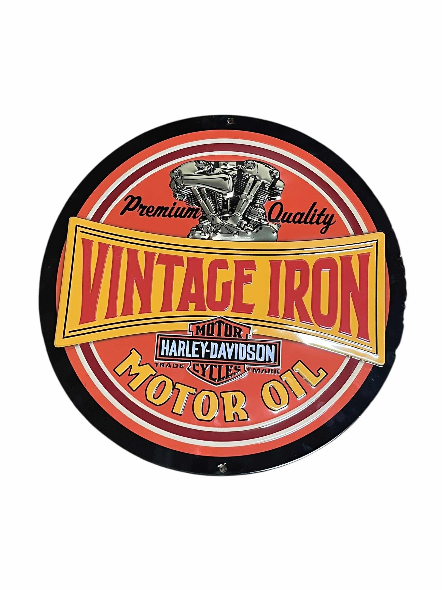Photo 1 of HARLEY DAVIDSON VINTAGE IRON MOTOR OIL TIN SIGN 14”