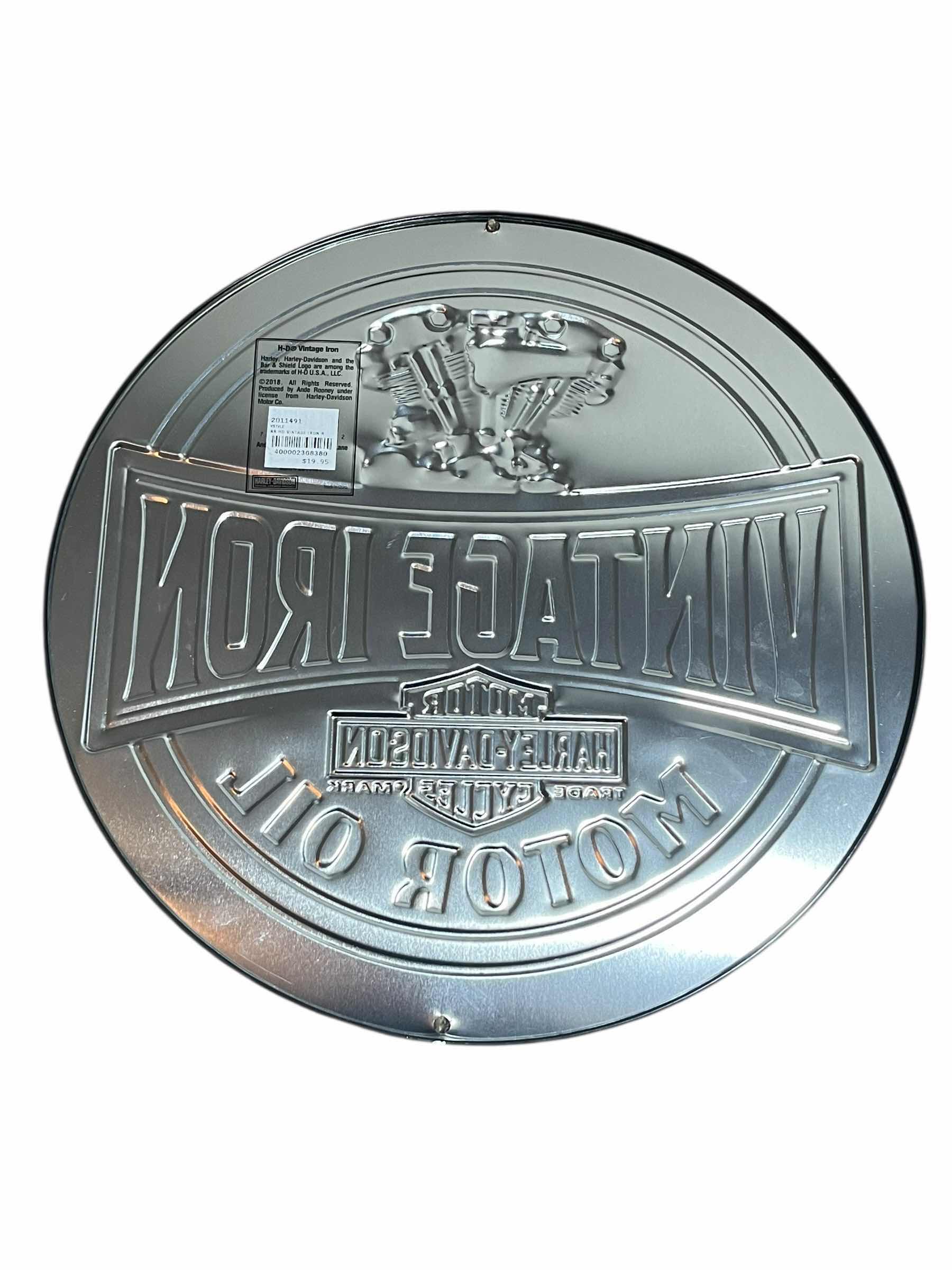 Photo 1 of HARLEY DAVIDSON VINTAGE IRON MOTOR OIL TIN SIGN 14”